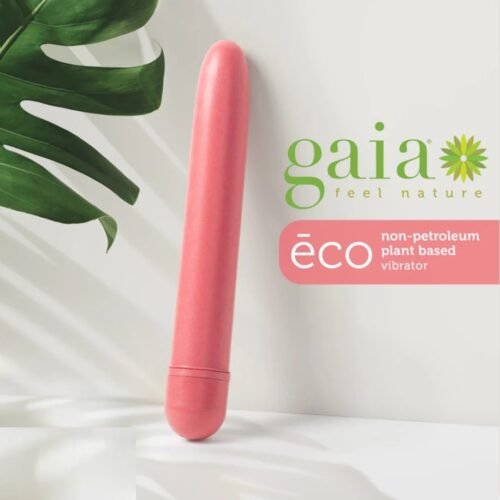 Bala vibradora Gaia en bioplástico Biofeel y silicona médica, diseño alargado de 18 cm, color rosa, impermeable y sostenible – Athenea Studios – ideal para estimulación profunda y uso en pareja, disponible en Bogotá, Medellín, Cali y toda Colombia