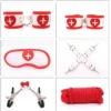 Kit de bondage temático de enfermera con 9 piezas, incluye esposas de cuerina suave y antifaz – Athenea Studios Sex Shop – set de BDSM para roleplay y principiantes, disponible en Bogotá, Medellín y toda Colombia