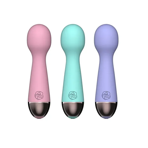 Mini vibrador wand Miki en silicona con doble motor y 10 modos de vibración – Athenea Studios Sex Shop – juguete sumergible y recargable para clítoris, disponible en varios colores para envío a toda Colombia.