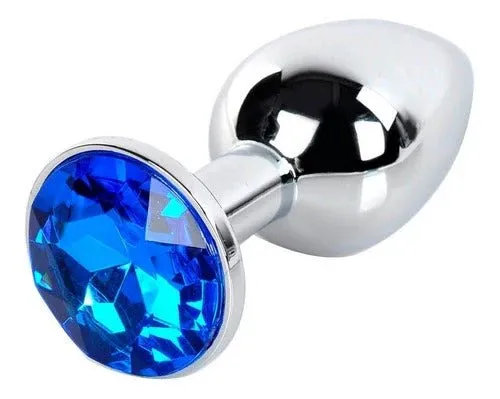 Plug anal talla S de acero inoxidable con una joya de cristal en la base – Athenea Studios Sex Shop – juguete anal para principiantes y juego térmico, disponible en Bogotá, Medellín y toda Colombia.