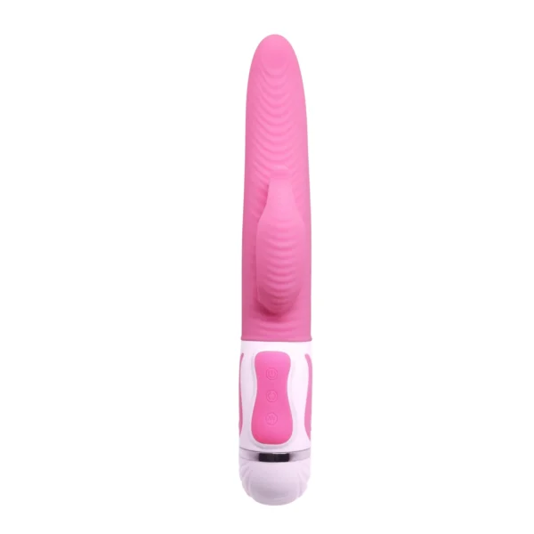 Vibrador Rabbit Antoine en silicona rosa con lengua giratoria, 12 funciones de vibración y 4 de rotación – Athenea Studios Sex Shop – para estimulación dual de punto G y clítoris, disponible en Bogotá, Medellín y toda Colombia.