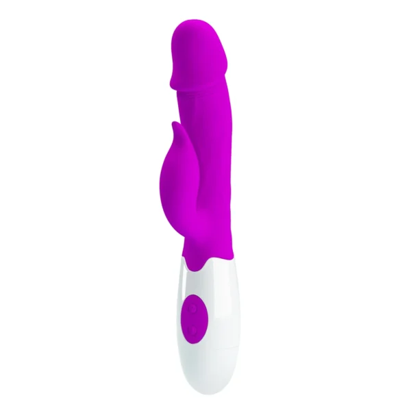 Vibrador Rabbit clásico Peter en silicona color magenta, con 30 modos de vibración para placer dual – Athenea Studios Sex Shop – juguete potente para punto G y clítoris, disponible para envío a toda Colombia