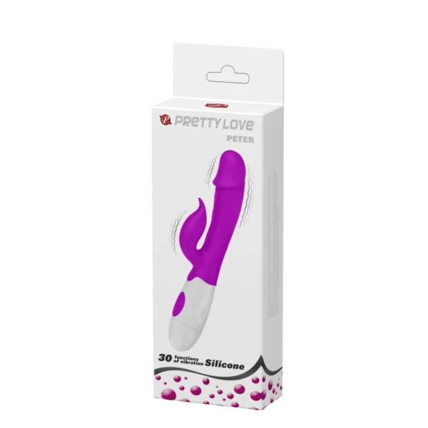 Vibrador Rabbit clásico Peter en silicona color magenta, con 30 modos de vibración para placer dual – Athenea Studios Sex Shop – juguete potente para punto G y clítoris, disponible para envío a toda Colombia