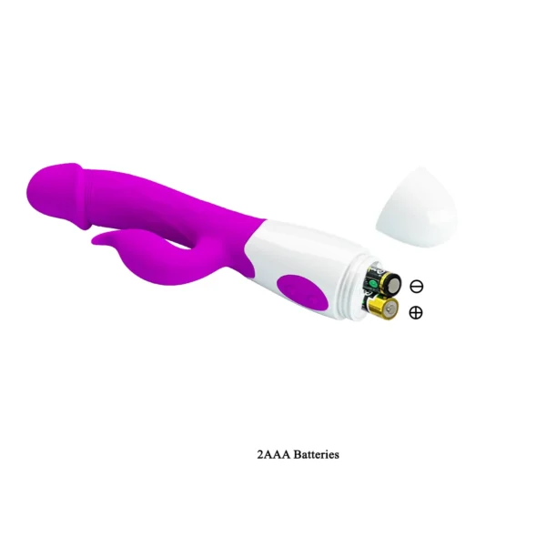 Vibrador Rabbit clásico Peter en silicona color magenta, con 30 modos de vibración para placer dual – Athenea Studios Sex Shop – juguete potente para punto G y clítoris, disponible para envío a toda Colombia