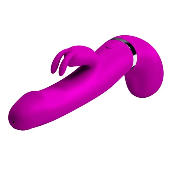 Vibrador Rabbit Henry color púrpura con función de chorro eyaculador (squirt) y 12 modos de vibración – Athenea Studios Sex Shop – juguete de silicona recargable para estimulación dual, disponible en Bogotá y toda Colombia