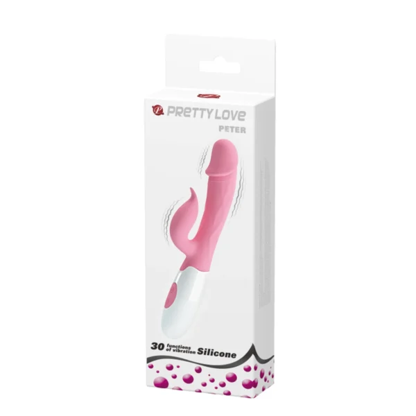 Vibrador Rabbit Peter color magenta con 30 funciones de vibración y doble motor – Athenea Studios Sex Shop – juguete de silicona para estimulación dual de punto G y clítoris, disponible en Bogotá y toda Colombia