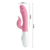 Vibrador Rabbit Peter color magenta con 30 funciones de vibración y doble motor – Athenea Studios Sex Shop – juguete de silicona para estimulación dual de punto G y clítoris, disponible en Bogotá y toda Colombia