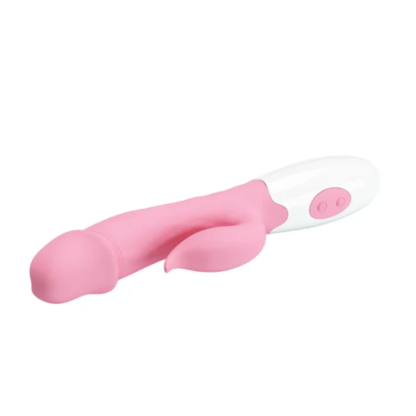 Vibrador Rabbit Peter color magenta con 30 funciones de vibración y doble motor – Athenea Studios Sex Shop – juguete de silicona para estimulación dual de punto G y clítoris, disponible en Bogotá y toda Colombia