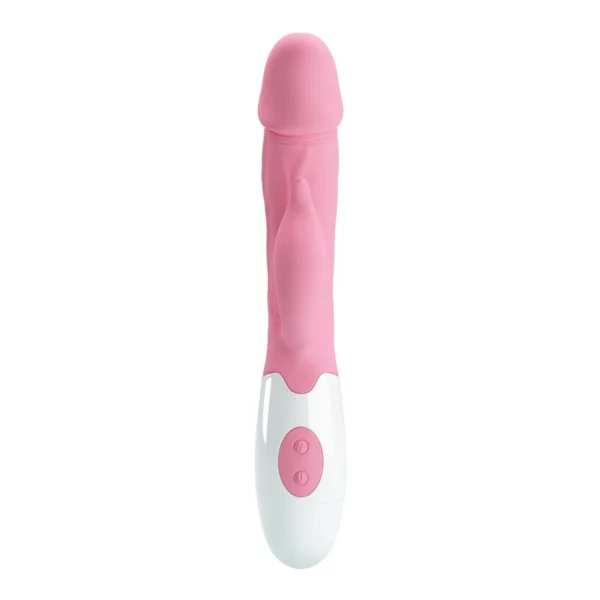 Vibrador Rabbit Peter color magenta con 30 funciones de vibración y doble motor – Athenea Studios Sex Shop – juguete de silicona para estimulación dual de punto G y clítoris, disponible en Bogotá y toda Colombia