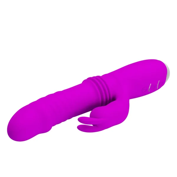 vibrador-rabbit-dorothy-empuje-automatico-thrusting-athenea-studios-juguetes-sexuales (2) Vibrador Rabbit Dorothy de Pretty Love en silicona magenta, con 3 modos de empuje automático (thrusting) y 12 de vibración – Athenea Studios Sex Shop – juguete premium para estimulación dual, disponible en Bogotá y toda Colombia.