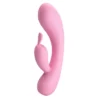 Vibrador Rabbit Hugo de Pretty Love en silicona híper suave color rosa, 12 funciones y 100% sumergible – Athenea Studios Sex Shop – juguete flexible para placer dual, disponible en Bogotá, Medellín y toda Colombia