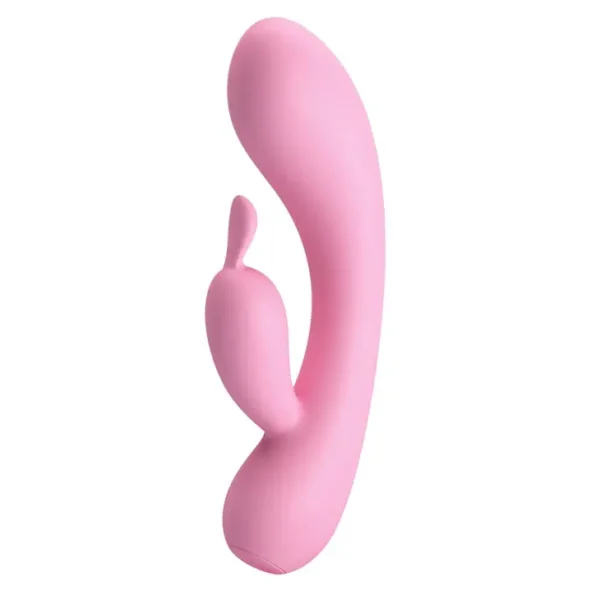 Vibrador Rabbit Hugo de Pretty Love en silicona híper suave color rosa, 12 funciones y 100% sumergible – Athenea Studios Sex Shop – juguete flexible para placer dual, disponible en Bogotá, Medellín y toda Colombia