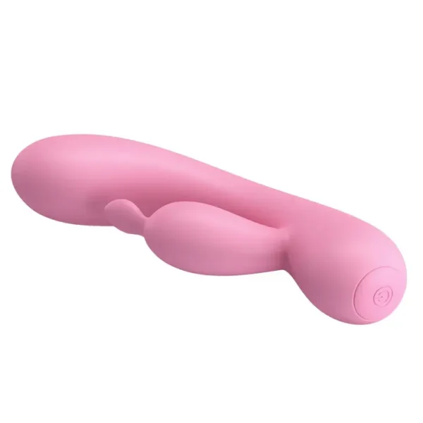 Vibrador Rabbit Hugo de Pretty Love en silicona híper suave color rosa, 12 funciones y 100% sumergible – Athenea Studios Sex Shop – juguete flexible para placer dual, disponible en Bogotá, Medellín y toda Colombia