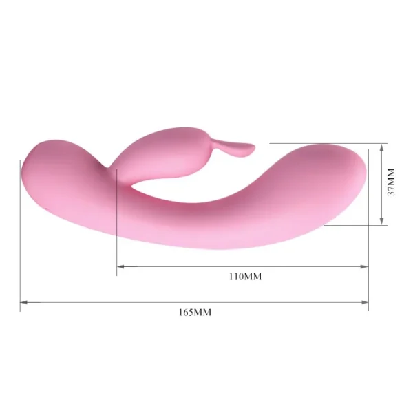Vibrador Rabbit Hugo de Pretty Love en silicona híper suave color rosa, 12 funciones y 100% sumergible – Athenea Studios Sex Shop – juguete flexible para placer dual, disponible en Bogotá, Medellín y toda Colombia