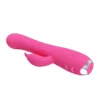 Vibrador Rabbit Molly color rosa con eje giratorio de 8 capas de perlas, 12 modos de vibración y 3 de rotación – Athenea Studios Sex Shop – para estimulación dual de punto G y clítoris, disponible en Bogotá, Medellín y toda Colombia.