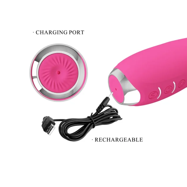 Vibrador Rabbit Molly color rosa con eje giratorio de 8 capas de perlas, 12 modos de vibración y 3 de rotación – Athenea Studios Sex Shop – para estimulación dual de punto G y clítoris, disponible en Bogotá, Medellín y toda Colombia.