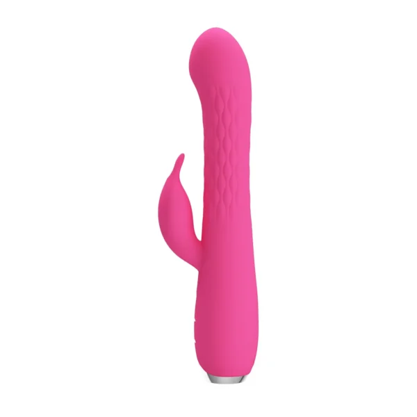 Vibrador Rabbit Molly color rosa con eje giratorio de 8 capas de perlas, 12 modos de vibración y 3 de rotación – Athenea Studios Sex Shop – para estimulación dual de punto G y clítoris, disponible en Bogotá, Medellín y toda Colombia.