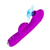 Vibrador Rabbit 3-en-1 color magenta, combina succionador de clítoris con vibrador de punto G, 12 funciones – Athenea Studios Sex Shop – juguete recargable de silicona para orgasmo triple, disponible en Bogotá y toda Colombia