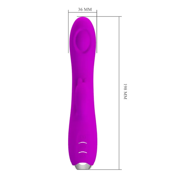 Vibrador Rabbit 3-en-1 color magenta, combina succionador de clítoris con vibrador de punto G, 12 funciones – Athenea Studios Sex Shop – juguete recargable de silicona para orgasmo triple, disponible en Bogotá y toda Colombia