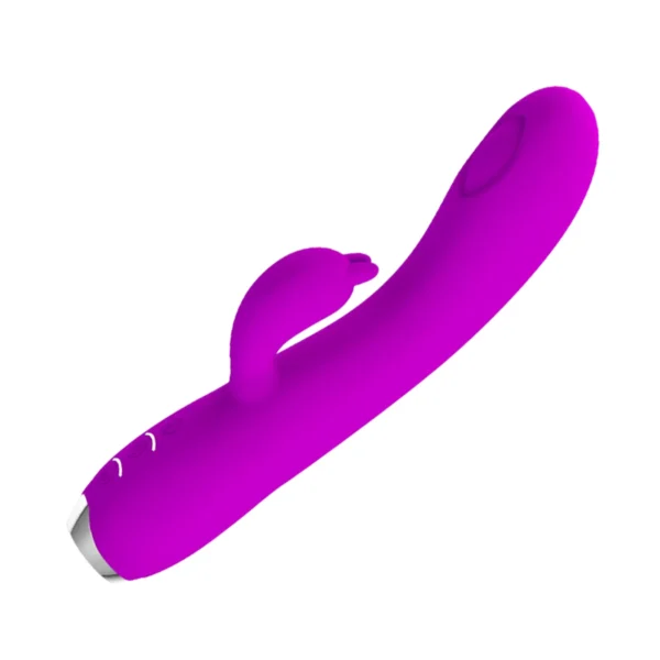 Vibrador Rabbit 3-en-1 color magenta, combina succionador de clítoris con vibrador de punto G, 12 funciones – Athenea Studios Sex Shop – juguete recargable de silicona para orgasmo triple, disponible en Bogotá y toda Colombia