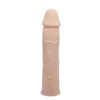 Funda extensora de pene XL de 18 cm con textura piel real y anillo testicular – Athenea Studios Sex Shop – juguete realista para aumento máximo de tamaño, disponible en Cali, Medellin, Bogotá y toda Colombia.