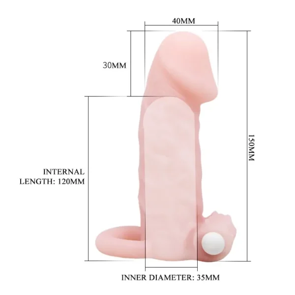 Funda para pene vibradora Brave Man color piel con venas realistas y anillo testicular – Athenea Studios Sex Shop – extensor con vibración para engrosamiento, disponible en Bogotá y toda Colombiav