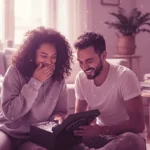 Mesa de noche moderna con un vibrador discreto color pastel junto a un libro y una taza de té, representando la normalización del uso de juguetes sexuales en Colombia como parte del bienestar diario.