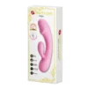 Vibrador Rabbit Ron de silicona suave tacto algodón, color rosa, con 12 funciones y memoria inteligente – Athenea Studios Sex Shop – juguete recargable para estimulación de punto G y clítoris, disponible en Bogotá y toda Colombia